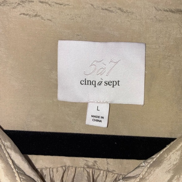 Cinq a Sept Allinae Cropped Bubble Top in Khaki Size Large - Picture 7 of 8